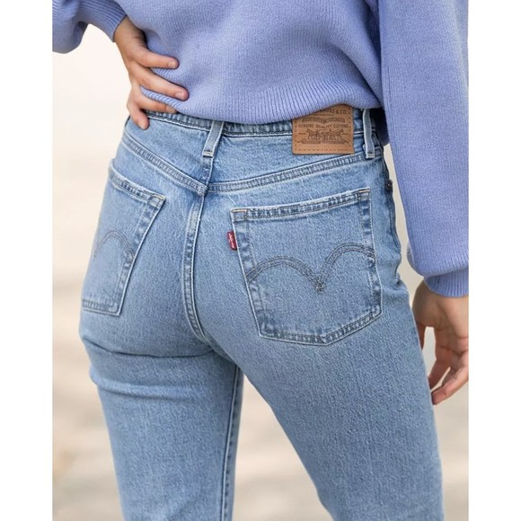 Levis Premium Womens Wedgie Straight Crop Denim Jeans 26 31 Blue High Rise NWT - Picture 7 of 12